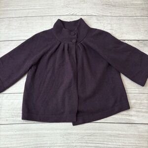 Sarah Spencer Womens Plum Lambswool Angora Two Button Cape Cardigan Poncho Large